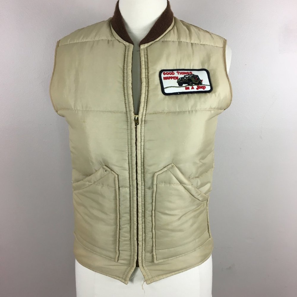 Vintage Jeep Puffer Vest Size Small / XS Tan Brown